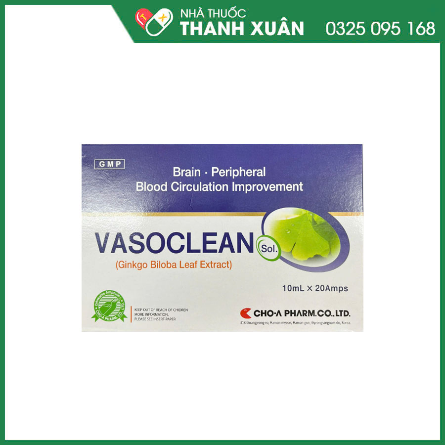 Vasoclean Sol thuốc điều trị các rối loạn tuần hoàn, sa sút trí tuệ, di chứng do tai biến mạch máu não